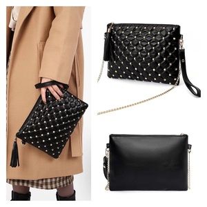 Studded Wristlet Clutch Crossbody Bag Chain Strap